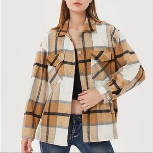 WYTAOHZL Women Shacket Jacket Plaid Jacket Oversized